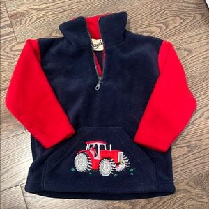 Kids Tractor Sweatshirt - Red and Navy